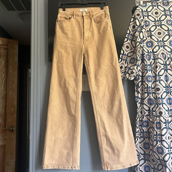 RE/DONE 70s Ultra High Wide Leg Jeans, Washed Khaki - 27 - Picture 6 of 9